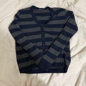 Brandy Melville- navy and grey striped zoe cardigan